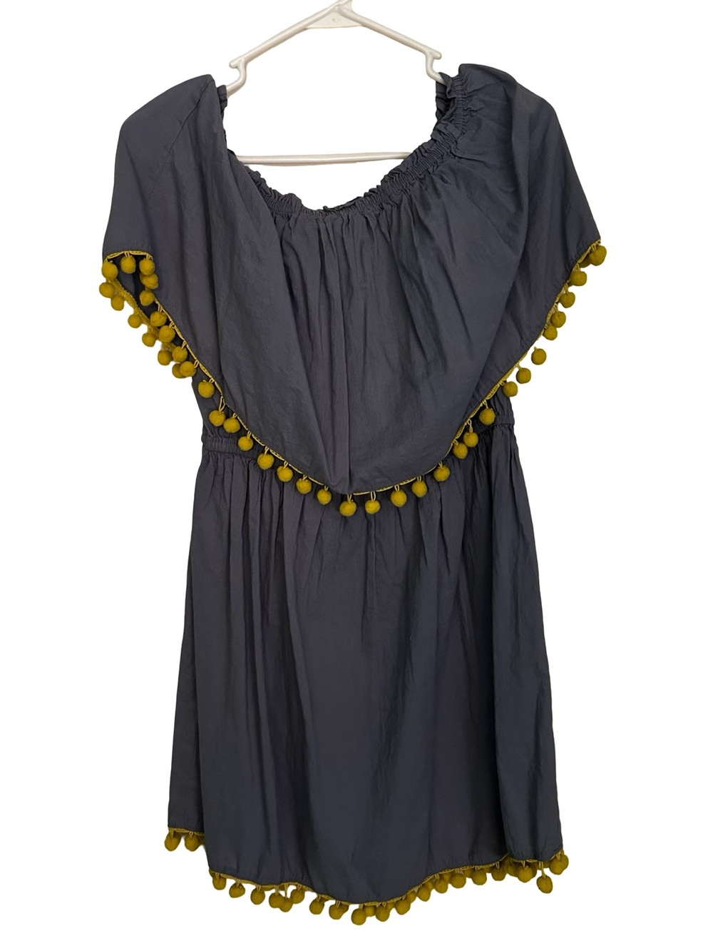 Mud Pie Slate Blue Smocked Off-Shoulder Top